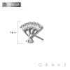 IMPLANT GRADE TITANIUM THREADLESS PUSH IN CZ BAGUETTE ARCH FAN TOP PART